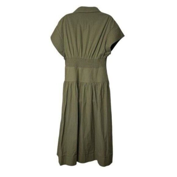 Tuckernuck Cameran Army Green Collared A-Line Midi Shirt Dress Size M NWT - Picture 8 of 12